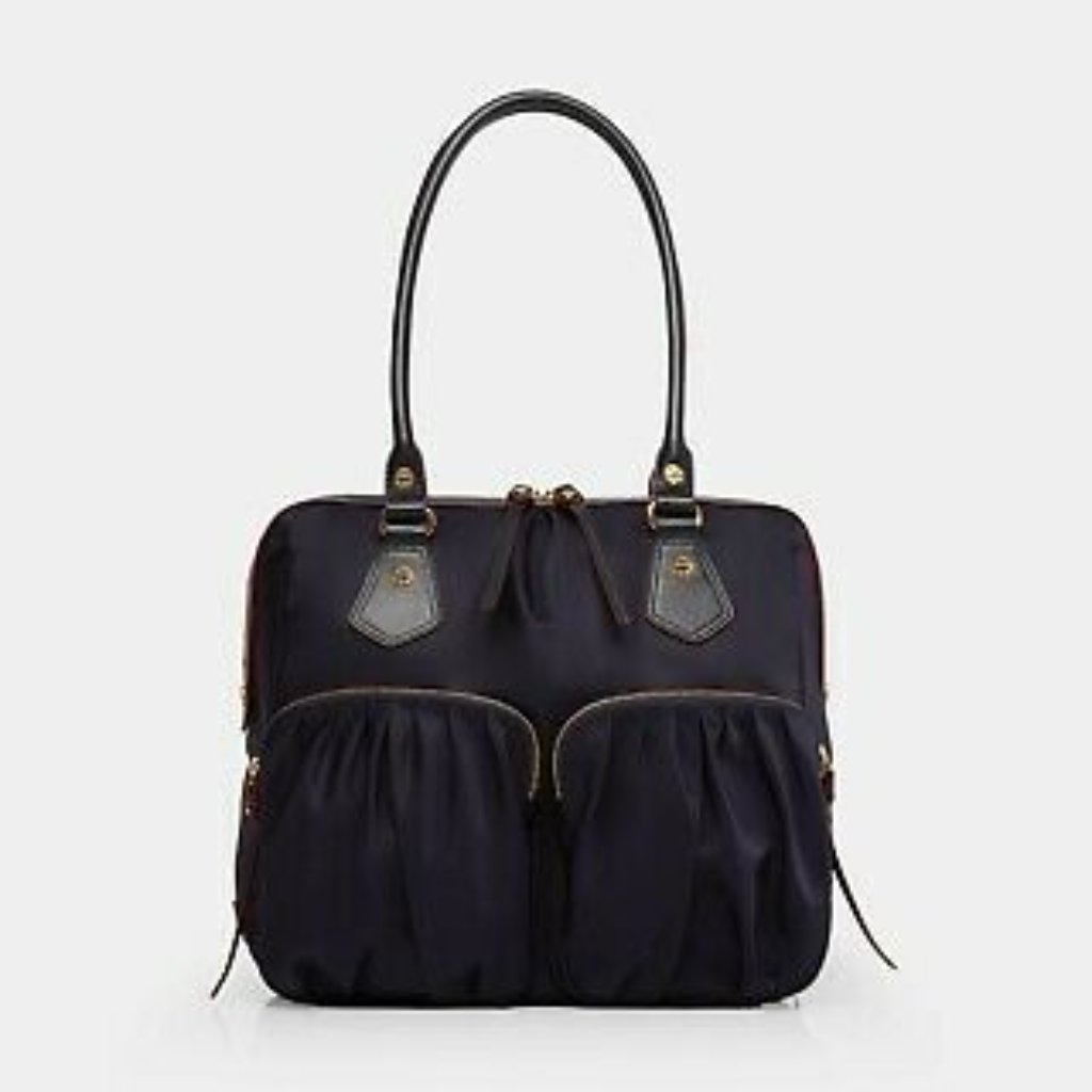 Mz Wallace Jane Black Nylon Leather Details Shoulder Handle Bag Tote